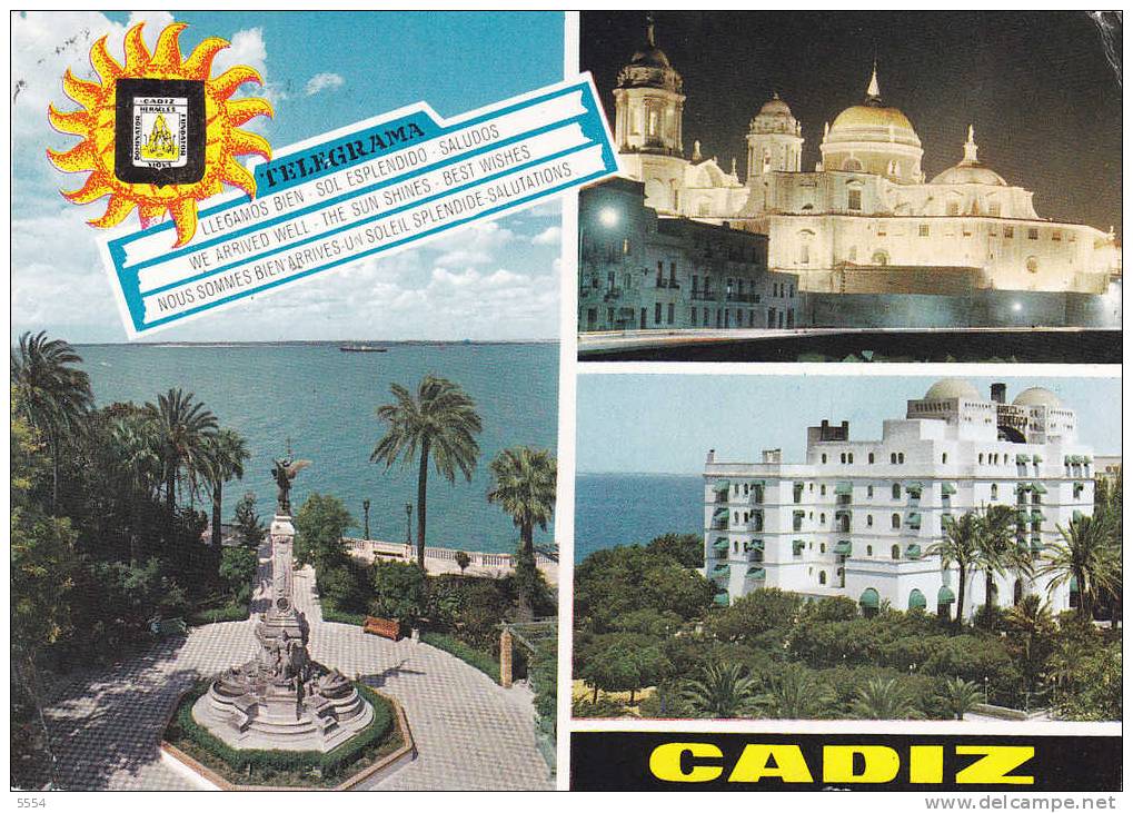 Cpsm  Espagne Andalousie   Cadiz  Cathedrale Hotel Place - Cádiz