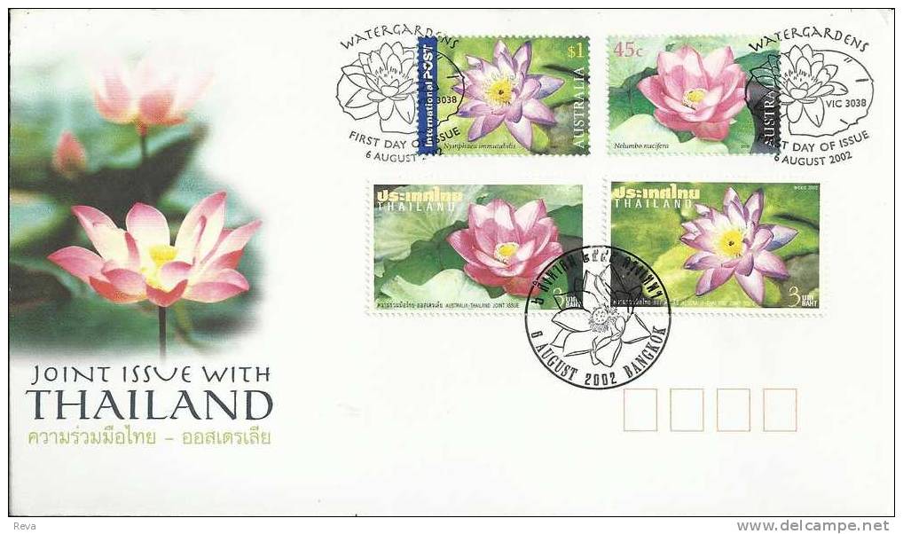 AUSTRALIA FDC DIPLOMATIC RELATIONS JOINT ISSUE WITH THAILAND M/S OF2 STAMPS DATED 06-08-2002 CTO SG? READ DESCRIPTION !! - Storia Postale