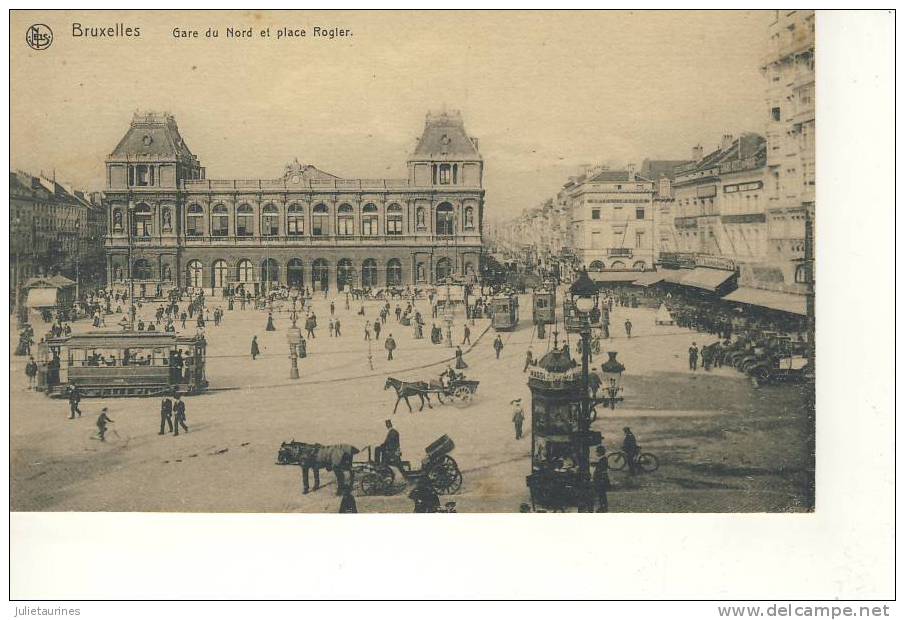 BRUXELLES GARE DU NORD ET PLACE ROGLER Cpa DE CARNET Bon Etat - Chemins De Fer, Gares