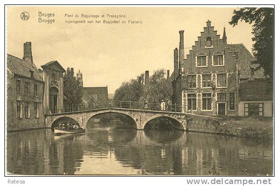 BRUGGE OUDE KAART  INGANGSPOORT BEGIJNHOF EN PASTORIJ - Brugge