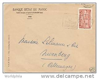 French Maroc-Germany Perfin/Perfore / Gelocht "BEM" , Perforated Initials Letters, TB Slogan Cover 1934 - Perfins