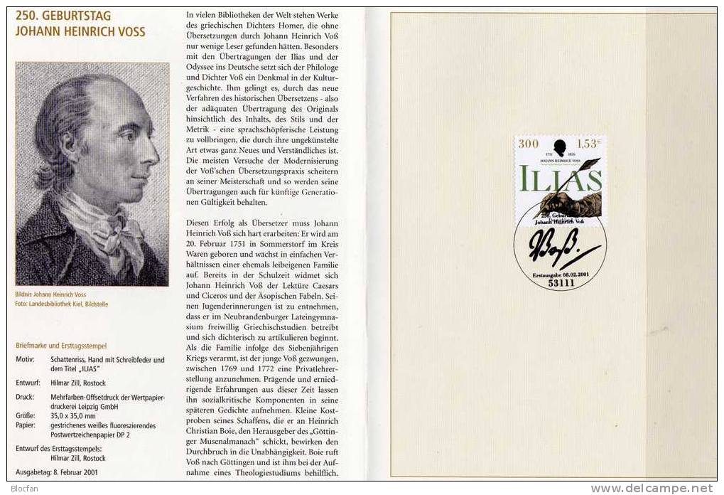 Jahressammlung 2001 Mit 50 ETB,BRD 2156-Block 57 SST 130€ Ersttag-Blatt Illustration Documentation Year-books Of Germany - Collezioni (in Album)