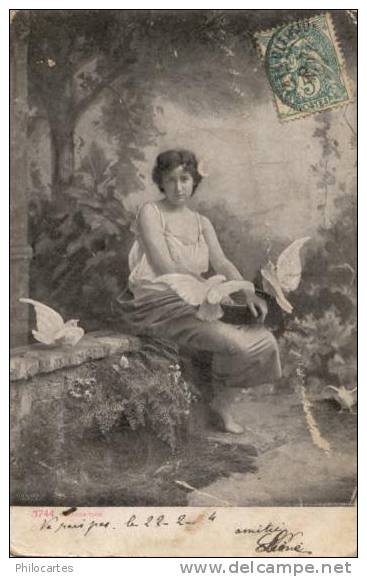 Jeune Fille Aux Colombes   (1904) Carte Maximum Type Blanc - ...-1929