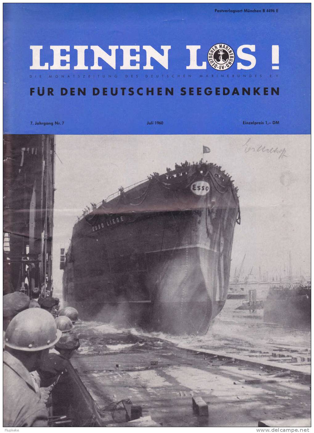 Leinen Lost ! 07 Juli 1960 Monatszeitung Des Deutschen Marinebundes - Policía & Militar