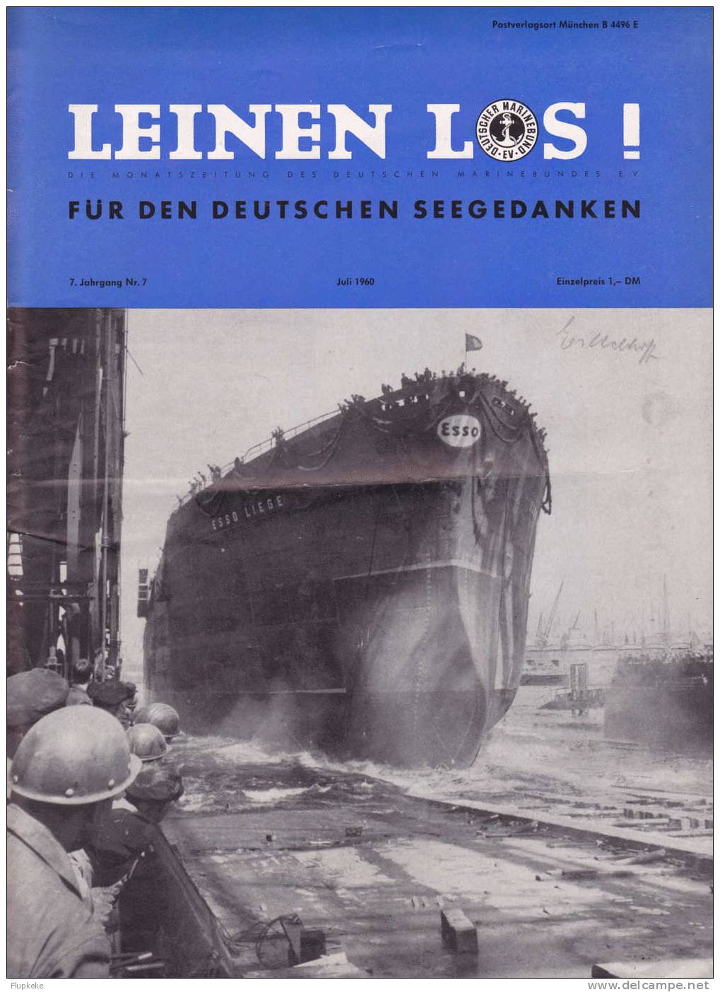 Leinen Lost ! 07 Juli 1960 Monatszeitung Des Deutschen Marinebundes - Police & Militaire