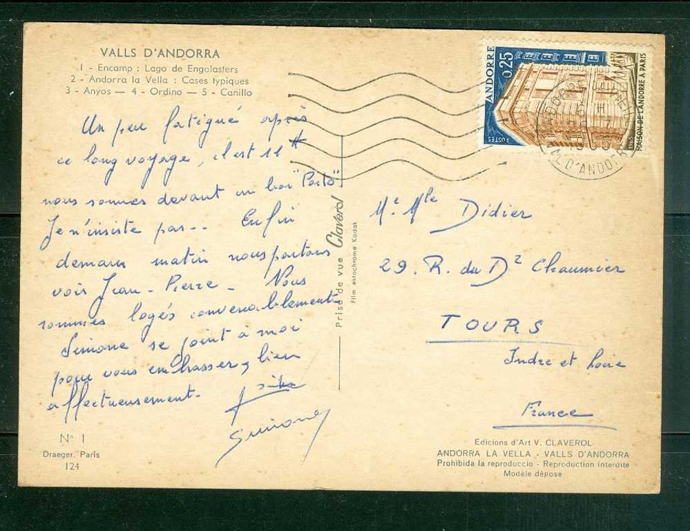 Carte Postale D'andorre Affranchie Pour La France En 1965 - LP16805 - Máquinas Franqueo (EMA)