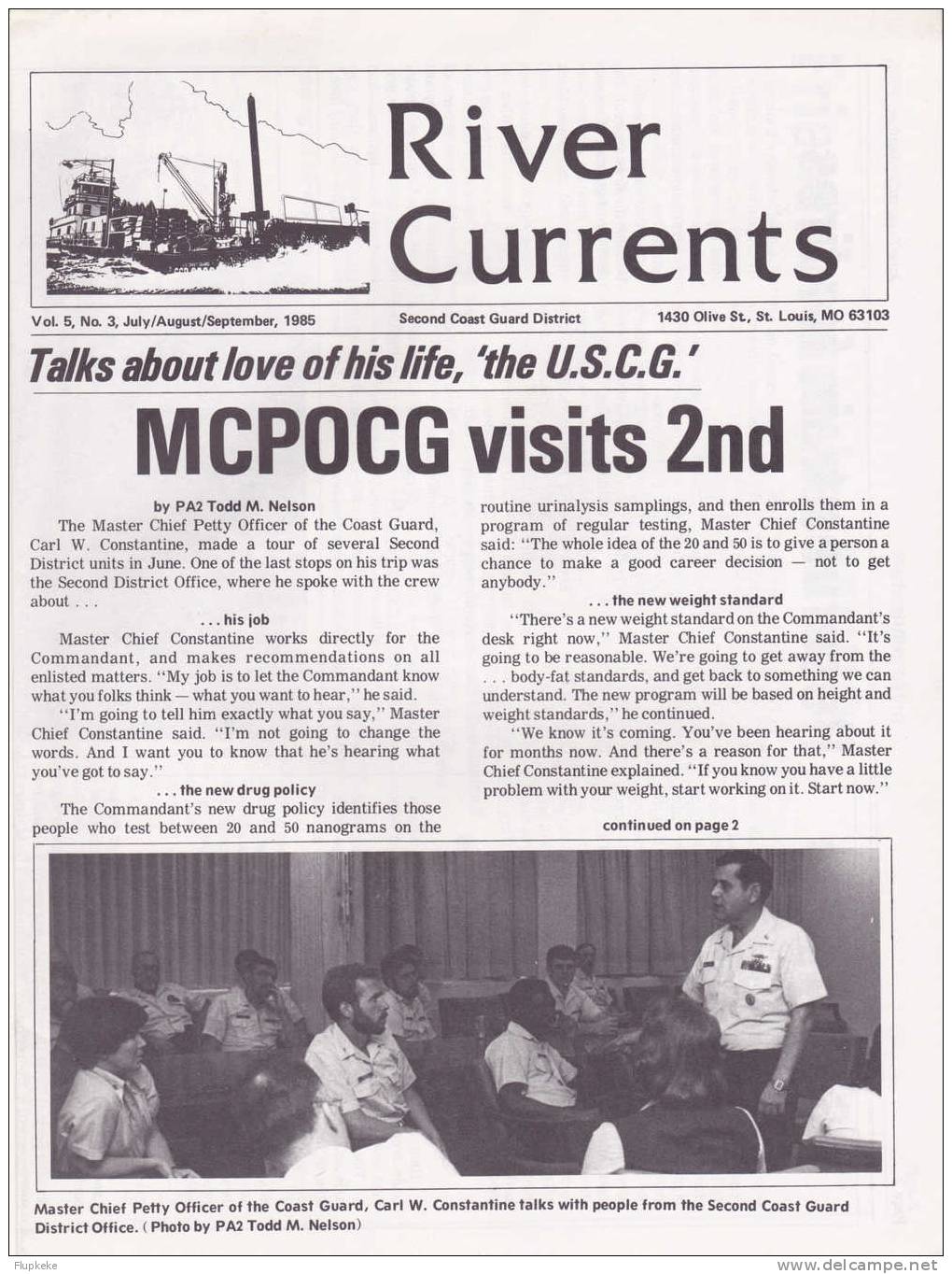 River Currents 03 July August September 1985 Vol. 5 Second Coast Guard District - Forze Armate Americane