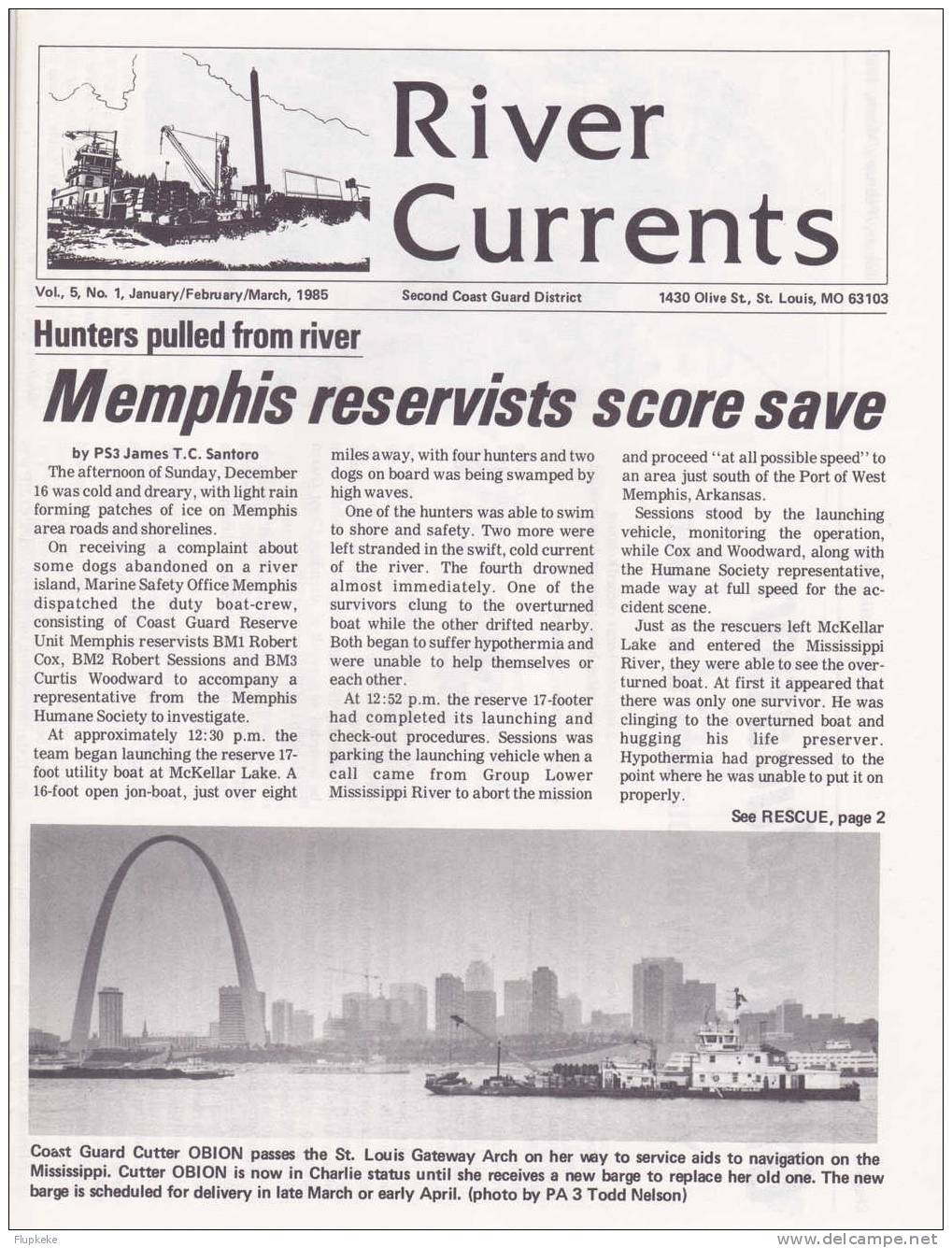 River Currents 01 January February March 1985 Vol. 5 Second Coast Guard District - Fuerzas Armadas Americanas