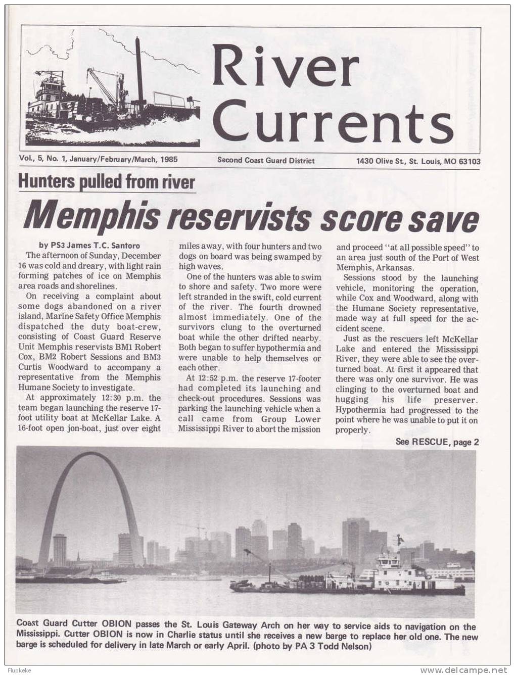 River Currents 01 January February March 1985 Vol. 5 Second Coast Guard District - US-Force