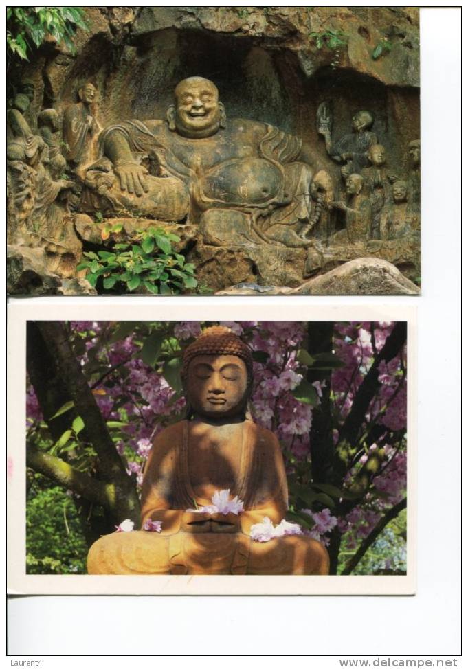 (0418) - 2 Buddha Postcard - Carte De Statue De Buddha - Buddhismus