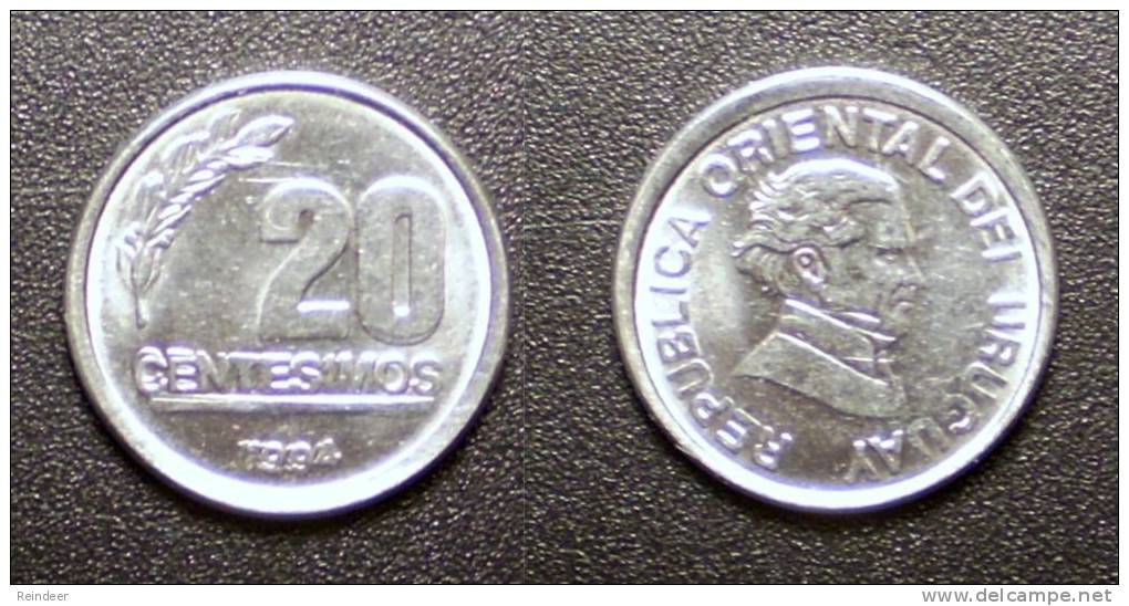 * URUGUAY Rare: 20 Cts Double Coinage/doble Acuñacion (1994) - Uruguay