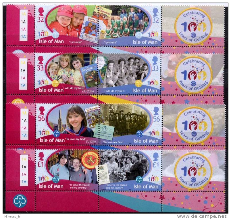 Ile De Man  2010 - Anniversaire 100 Ans Du Mouvement "Girlguiding" ** Série Complète 8 Timbres Avec Label - Other & Unclassified