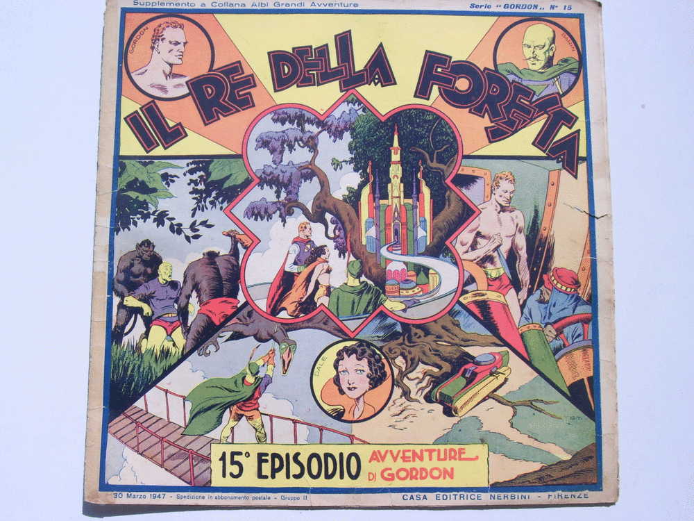 NERBINI - GRANDI AVVENTURE - SERIE GORDON N. 15 - IL RE DELLA FORESTA -1947 -  BUONO + - Clásicos 1930/50