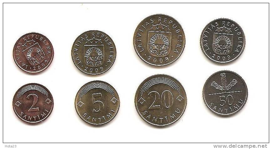 Latvia - COIN SET 2009 Y  -  2;5;20;50 SANTIMS - PERFEKT  UNC LION /DRAGON - Latvia