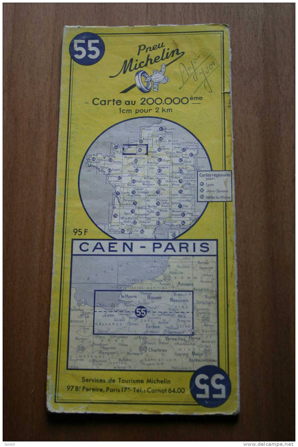 CARTE MICHELIN N°55 CAEN - PARIS 1956 - Kaarten & Atlas