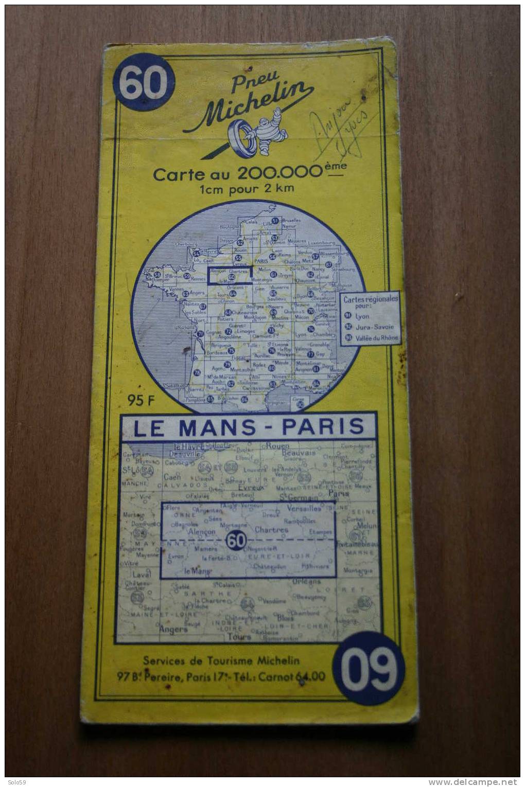 CARTE MICHELIN N°60 LE MANS  - PARIS 1956 - Kaarten & Atlas