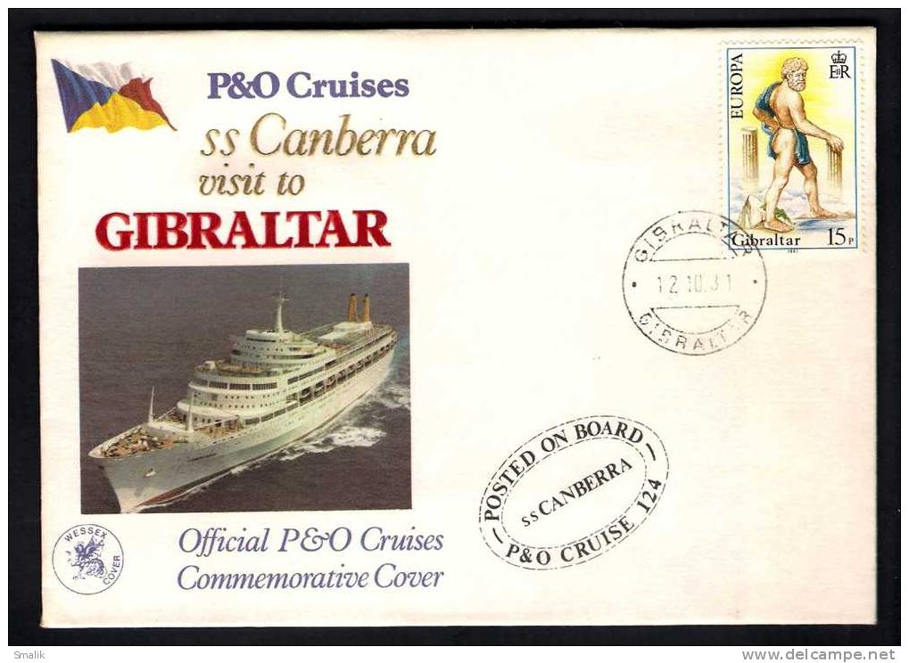 Official P&O Cruises Ship Cover, S.S.Canberra Visit To Gibraltar, Limited Numbered Covers, 1981 Rare - Gibraltar