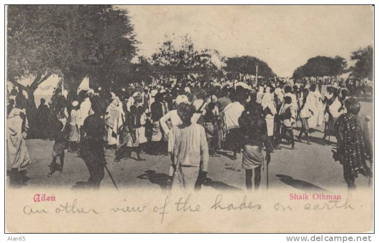 Aden Undivided-back C1900s Vintage Postcard, ´Shaik Othman´ Sheikh Othman District Street Scene - Yémen