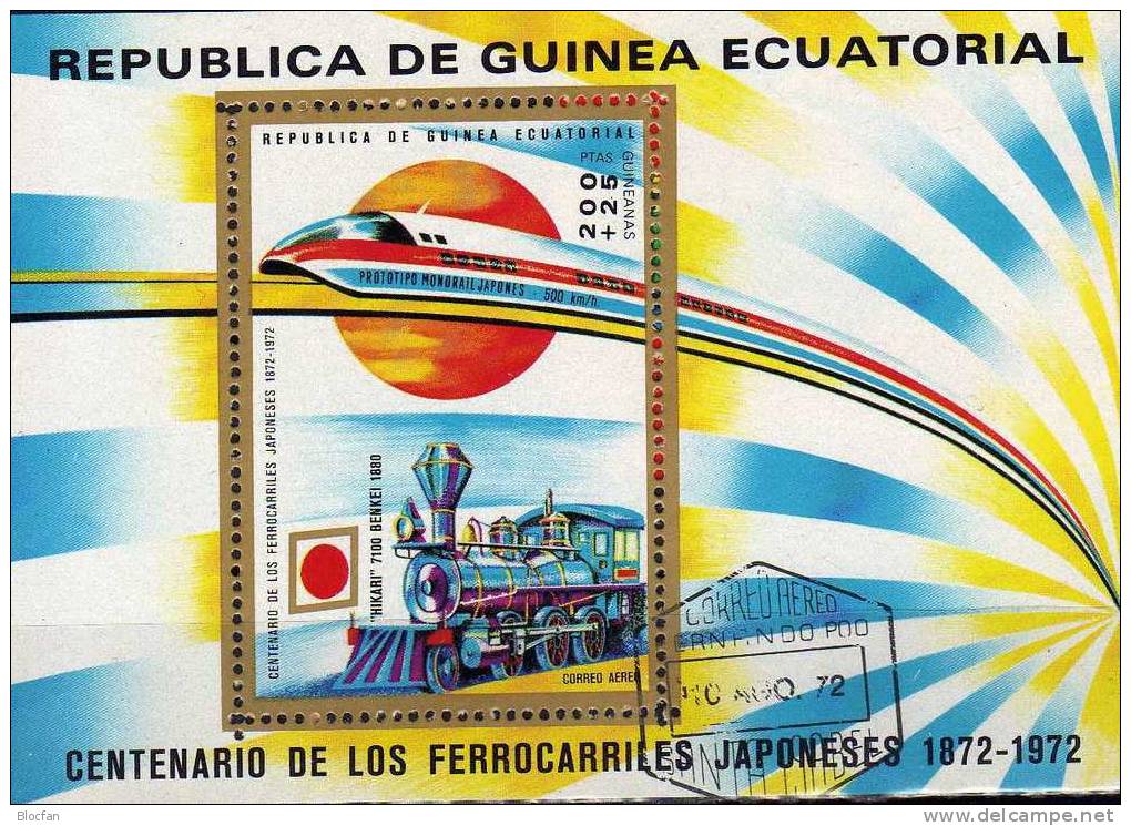 Loks Aus Japan Und GB Guinea Äquatorial Block 31 Plus 32 O 2€ Bloque Hojitas Hb Blocs M/s Train Sheets Bf Africa - Guinea Equatoriale