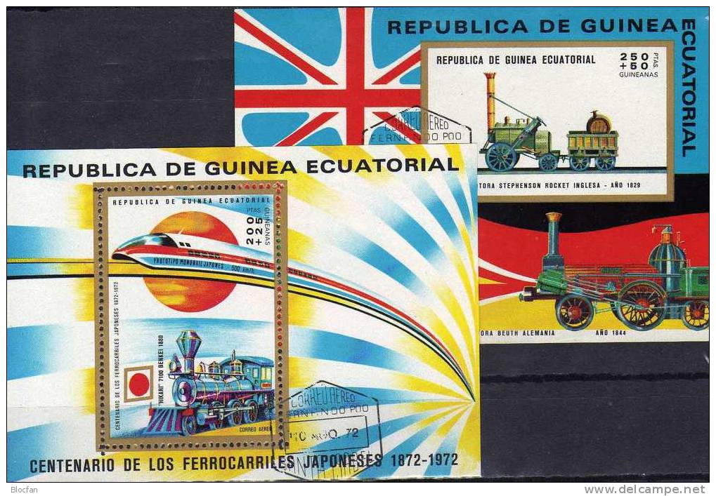 Loks Aus Japan Und GB Guinea Äquatorial Block 31 Plus 32 O 2€ Bloque Hojitas Hb Blocs M/s Train Sheets Bf Africa - Guinea Equatoriale