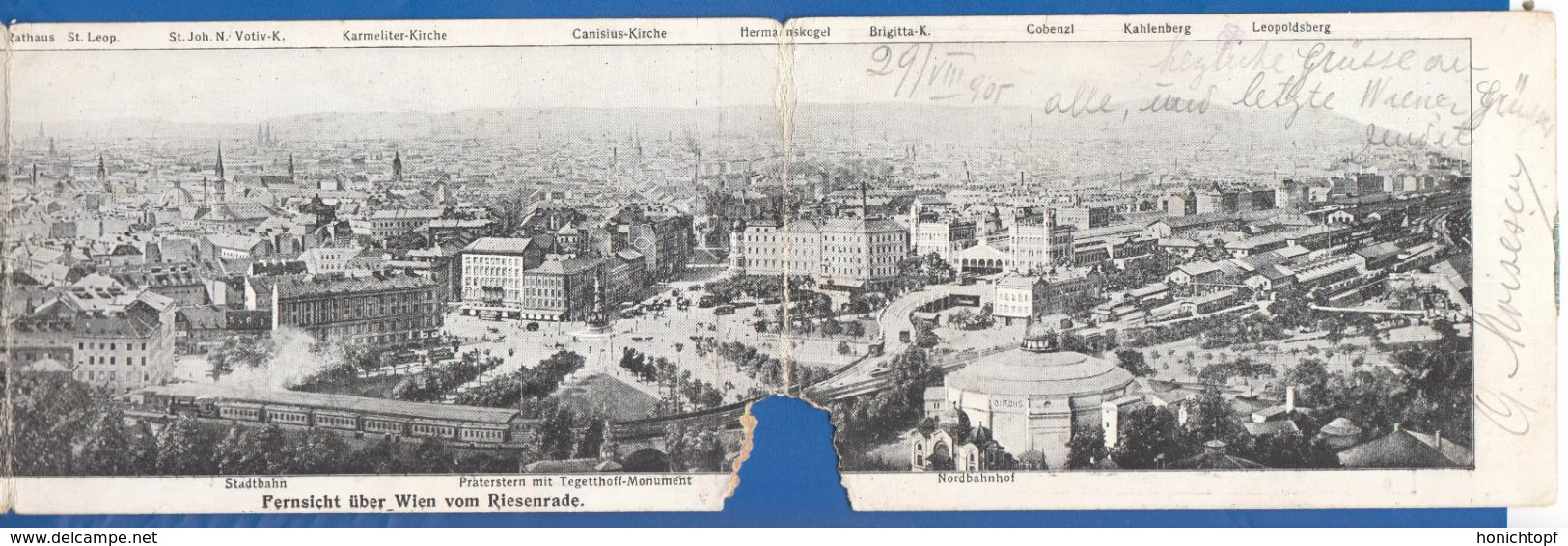 Österreich; Wien; Panorama; Riesenrad; Triple Postcard; 1905 - Wien Mitte