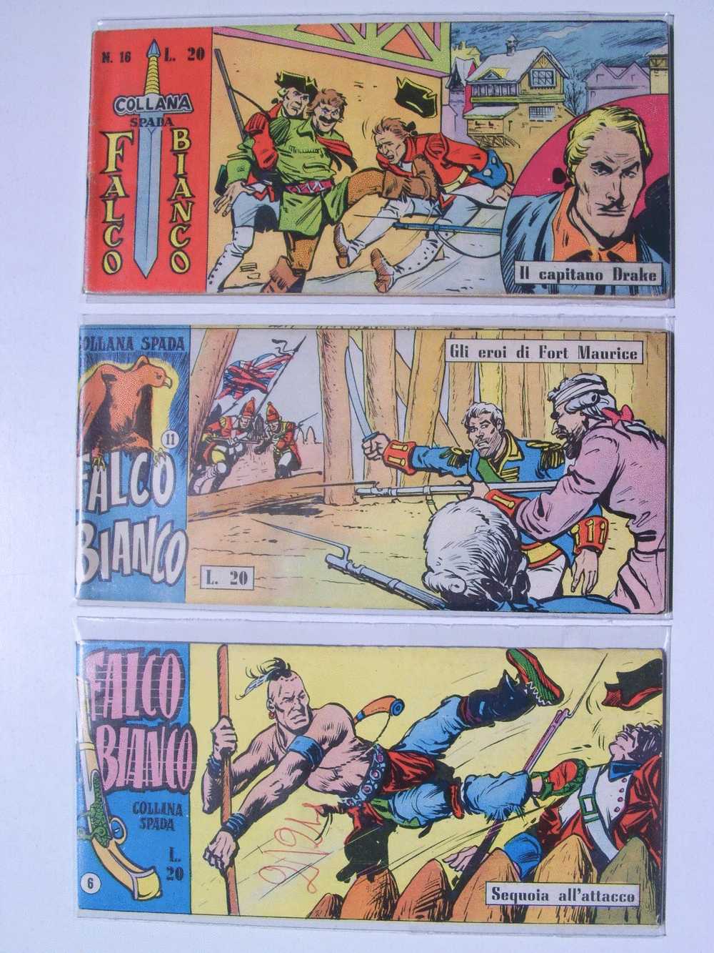 LOTTO 3 STRISCE ORIGINALI FALCO BIANCO - COLLANA SPADA - Foto Dentro - Comics 1930-50