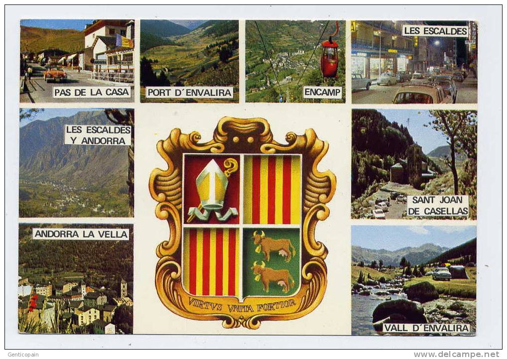 Q8 - ANDORRE - Multivues Avec Blason  - Timbre Nature écureuil Au Verso - Scan - (Carte Grand Format De 1978) - Andorra