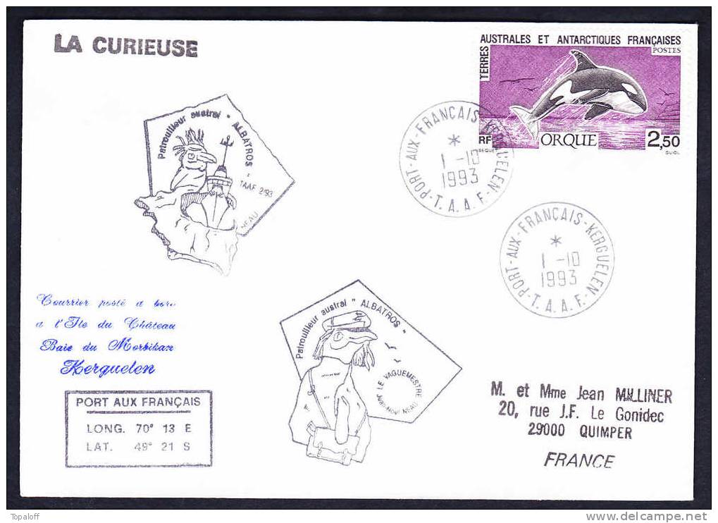 TAAF   Lettre Posté à Bord  Cachet Port Aus Francais Kerguelen  LA CURIEUSE - Lettres & Documents