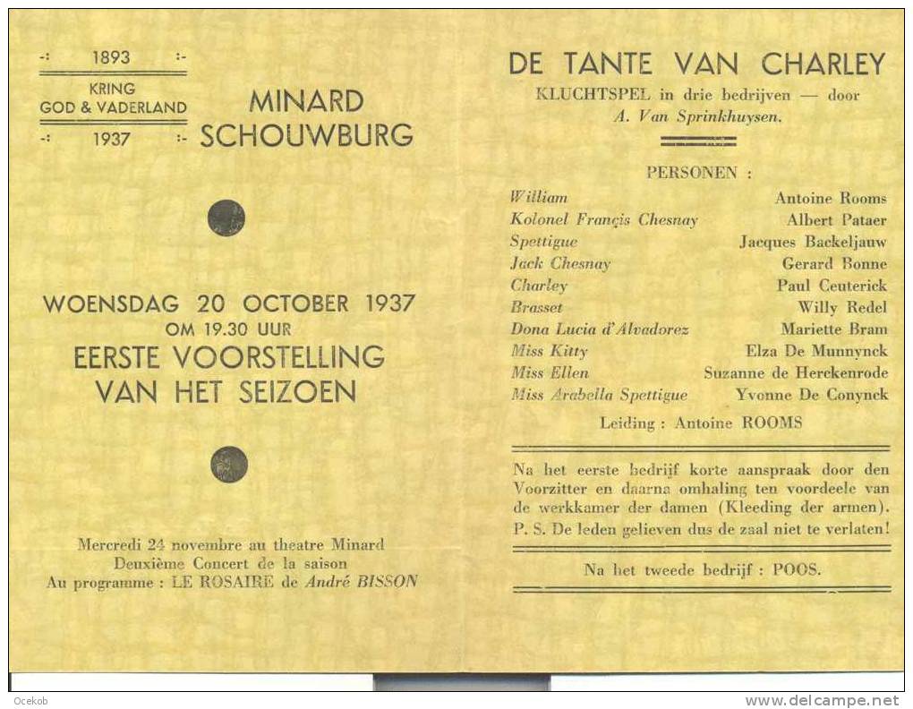 Pub. / Reclame Gent Minardschouwburg 1937 - Programmes