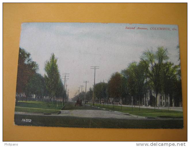 Columbus Ga--  Second Ave Circa 1907 - Columbus