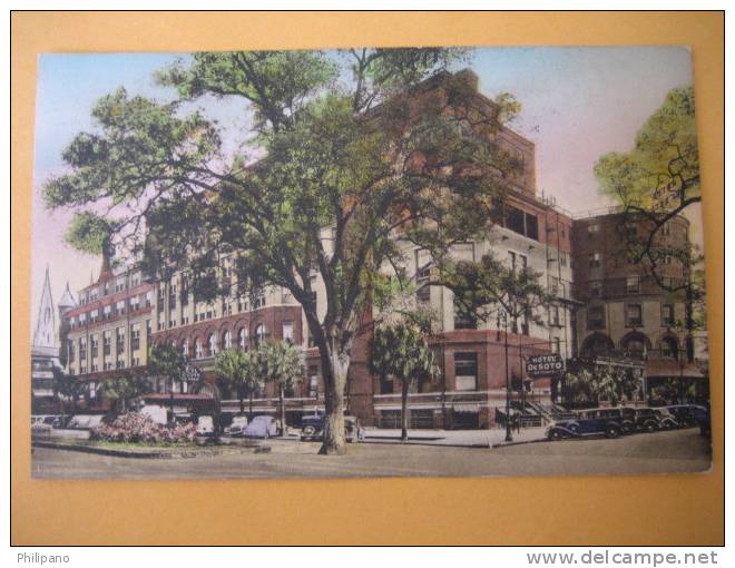 Savannah Ga   Hotel De Soto    Hand Colored  1941 Cancel - Savannah