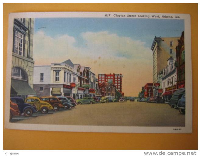 Athens Ga-- Clayton Street  1940  Cancel - Savannah