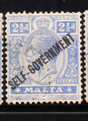 Malta 1922 King George V Overprinted Self Government 2 1/2p Used - Malte (...-1964)