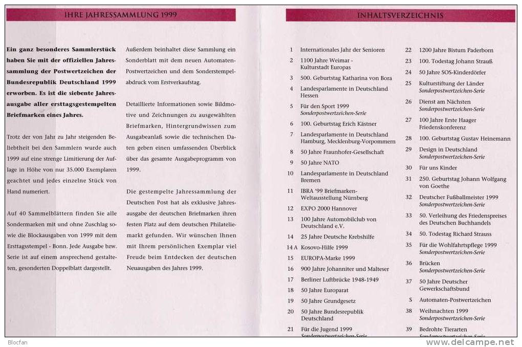 ETB-Jahressammlungen 1999 Bis 2001 BRD SST 390€ Je Als Buch Komplett - Otros & Sin Clasificación