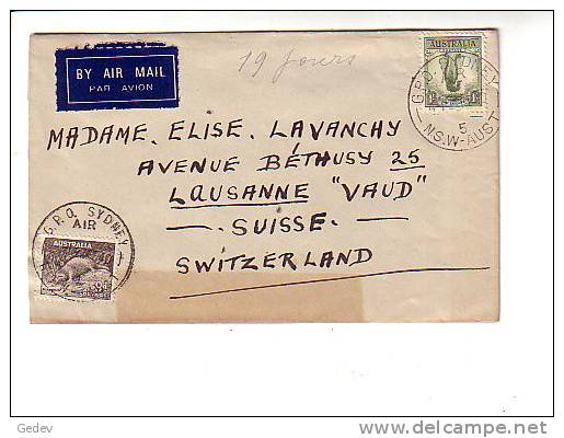 Lettre Sydney - Lausanne CH 1940 (1927) - Covers & Documents
