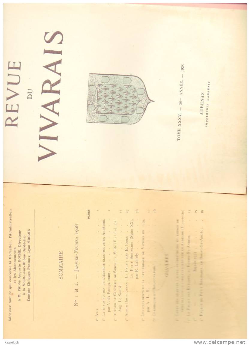 Revue Du Vivarais Janv-fev 1928  Port Compris  Ardeche Histoire - Rhône-Alpes