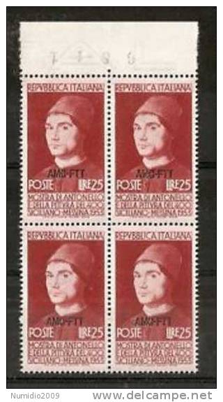 1953 TRIESTE A ANTONELLO QUARTINA MNH ** - VR6732 - Neufs