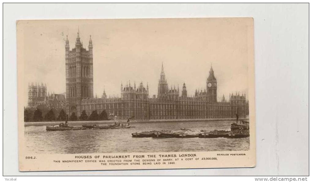 Cp , ANGLETERRE , Londres , Houses Of Parliament From The Thames , Voyagée - River Thames