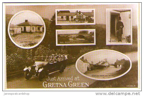 Multi-View PCd GRETNA GREEN With Old Motor Coach - Dumfriesshire - Dumfrieth & Galloway -SCOTLAND - Dumfriesshire