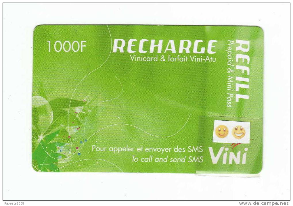 Polynésie Française - VINI Recharge De 1 000 FCFP - Verte - Cartonnée - 5° Série - TTBE à LUXE - French Polynesia