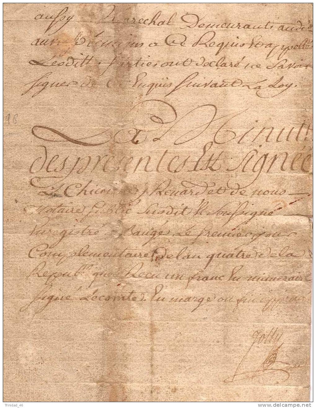 BAUGE 49  ( RARE PARCHEMIN DE 1796 )  30 FRUCTIDOR AU 4 EME DE LA REPUBLIQUE - Manuscrits