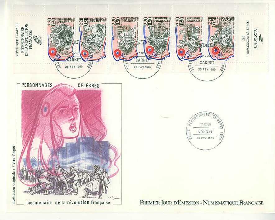 H0152 Revolution Francaise Mirabeau Drouet La Fayette Barnave France 1989 Carnet FDC Premier Jour - Franse Revolutie