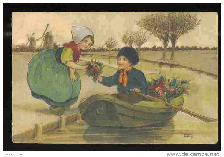 Hardy Florence. A6. Enfants En Hollande Vendant Des Fleurs Sur Une Barque - Hardy, Florence