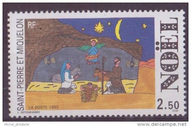 SAINT-PIERE-ET-MIQUELON N° 571** NEUF AVEC CHARNIERE  NOEL DESSIN D'ENFANT - Autres & Non Classés