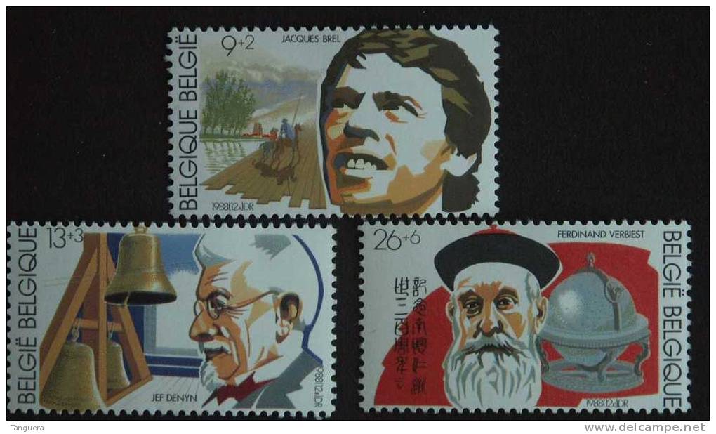 België Belgique 1988 Jacques Brel Jef Denyn Carrillon Pater Ferdinand Verbist Astronome 2303-2305 MNH ** - Neufs