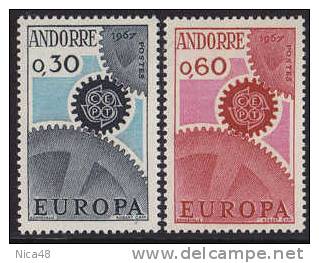 Andorra 1967 Europa 2 Vl  Nuovi Serie Completa - 1967