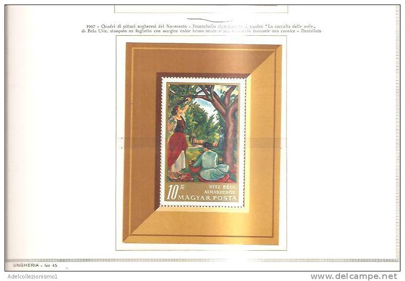41392)minifoglio Ungheria Con Francobollo Serie Raccolta Delle Mele - Nuovo E Dentellato - Postmark Collection