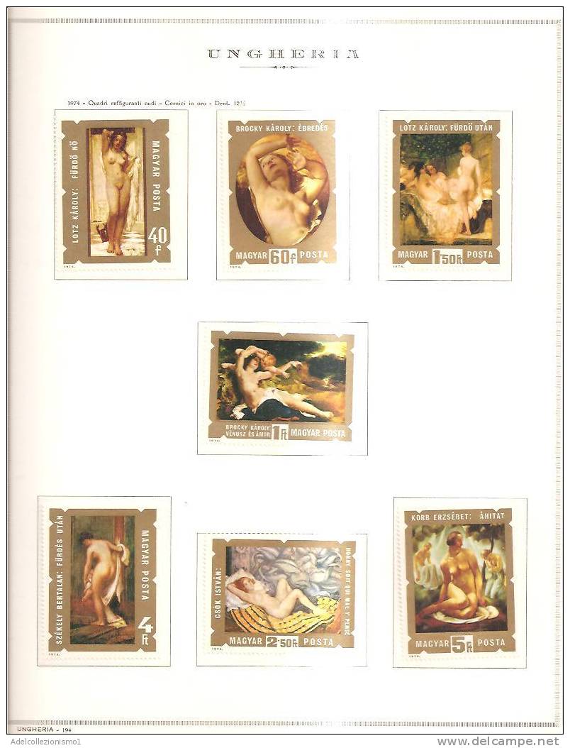 41404)francobolli Ungheria Serie Opere D´arte Di Epoche Diverse Di 7 Valori - Nuovi - Hojas Completas
