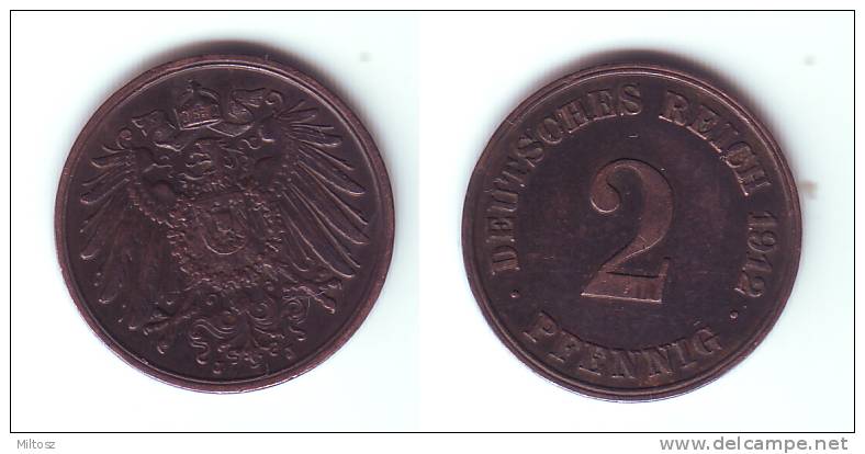 Germany 2 Pfennig 1912 J - 2 Pfennig