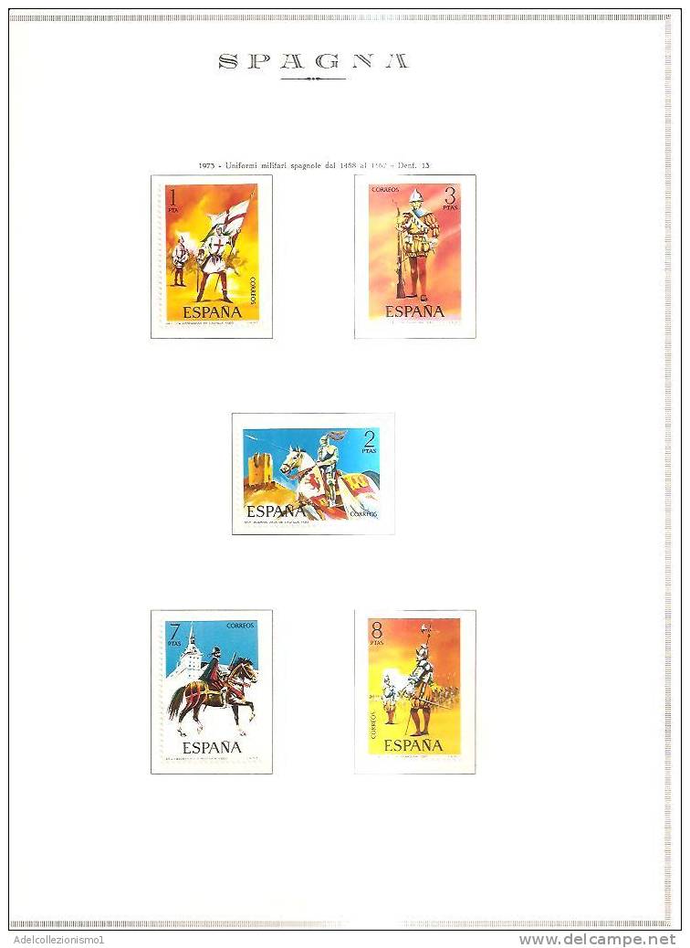 41412)francobolli Spagna Serie Antiche Uniformi Militari Con 5 Valori - Nuovi - Volledige Jaargang